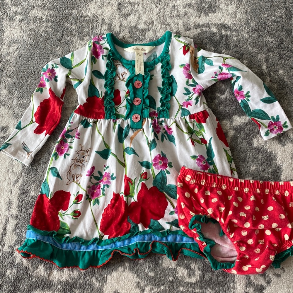 Matilda Jane Woodland Wonders dress with diaper cover 6-12 months